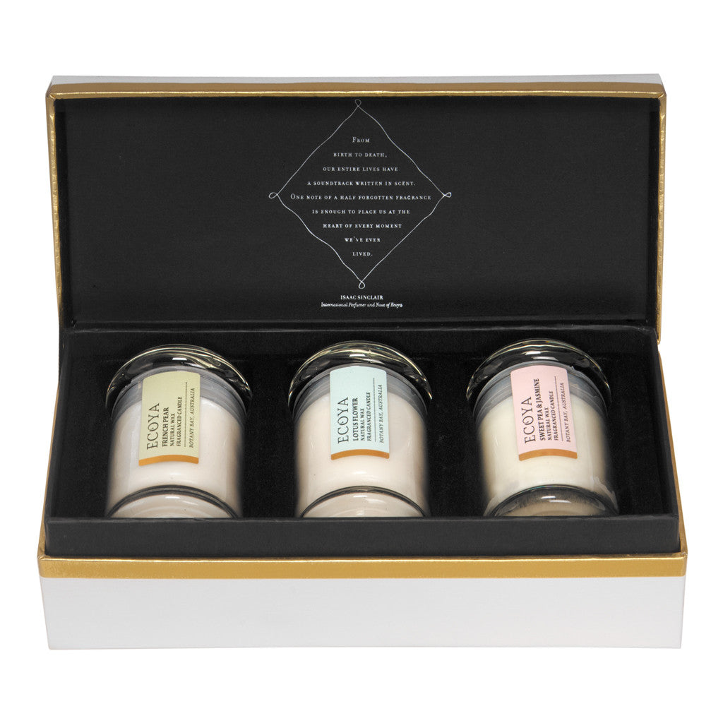 Bedroom inspiration and bedding decor | Soy Candle Mini Sampler Set (French Pear, Lotus Flower, and Sweet Pea & Jasmine) Duvet Cover | Crane and Canopy