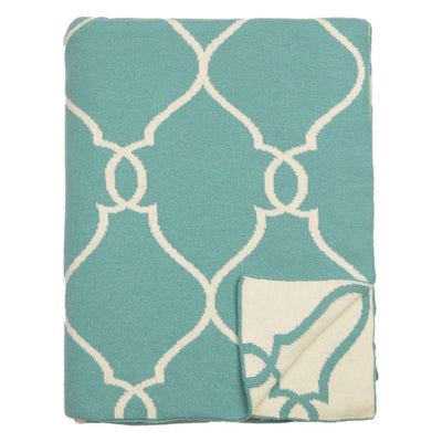 Teal Lattice Reversible Patterned Throw