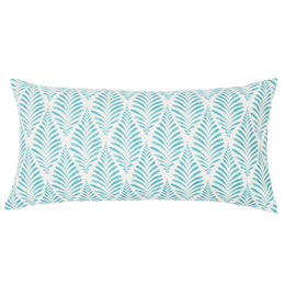 Teal and White Palm Throw Pillow