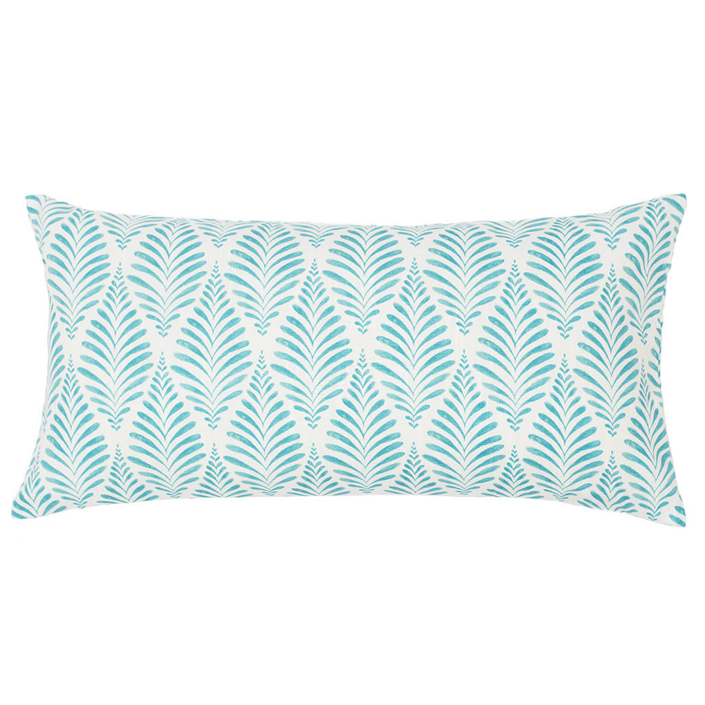 Bedroom inspiration and bedding decor | Teal and White Palm Throw Pillow Duvet Cover | Crane and Canopy