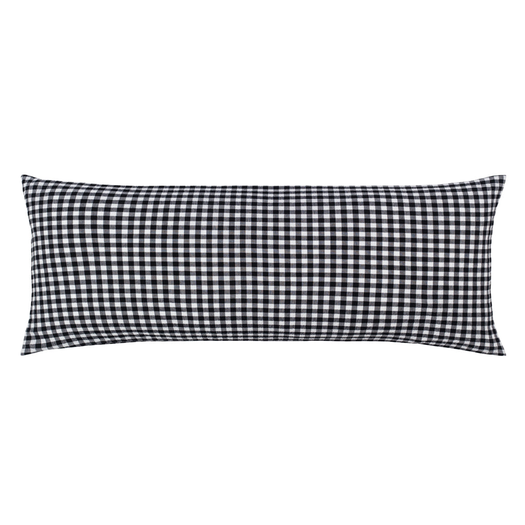 Bedroom inspiration and bedding decor | The Black Gingham Extra Long Lumbar Throw Pillow Duvet Cover | Crane and Canopy