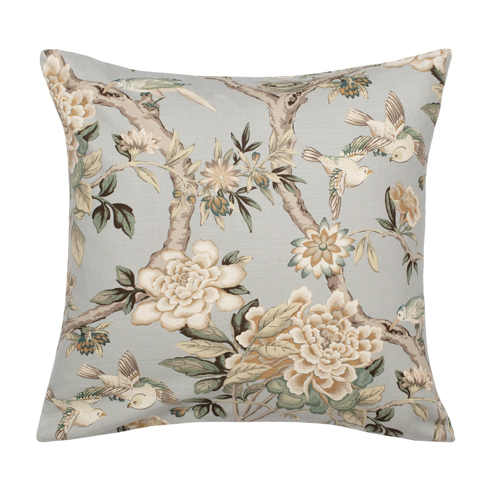 Bedroom inspiration and bedding decor | The Blue Garden Birds Square Throw Pillow Duvet Cover | Crane and Canopy