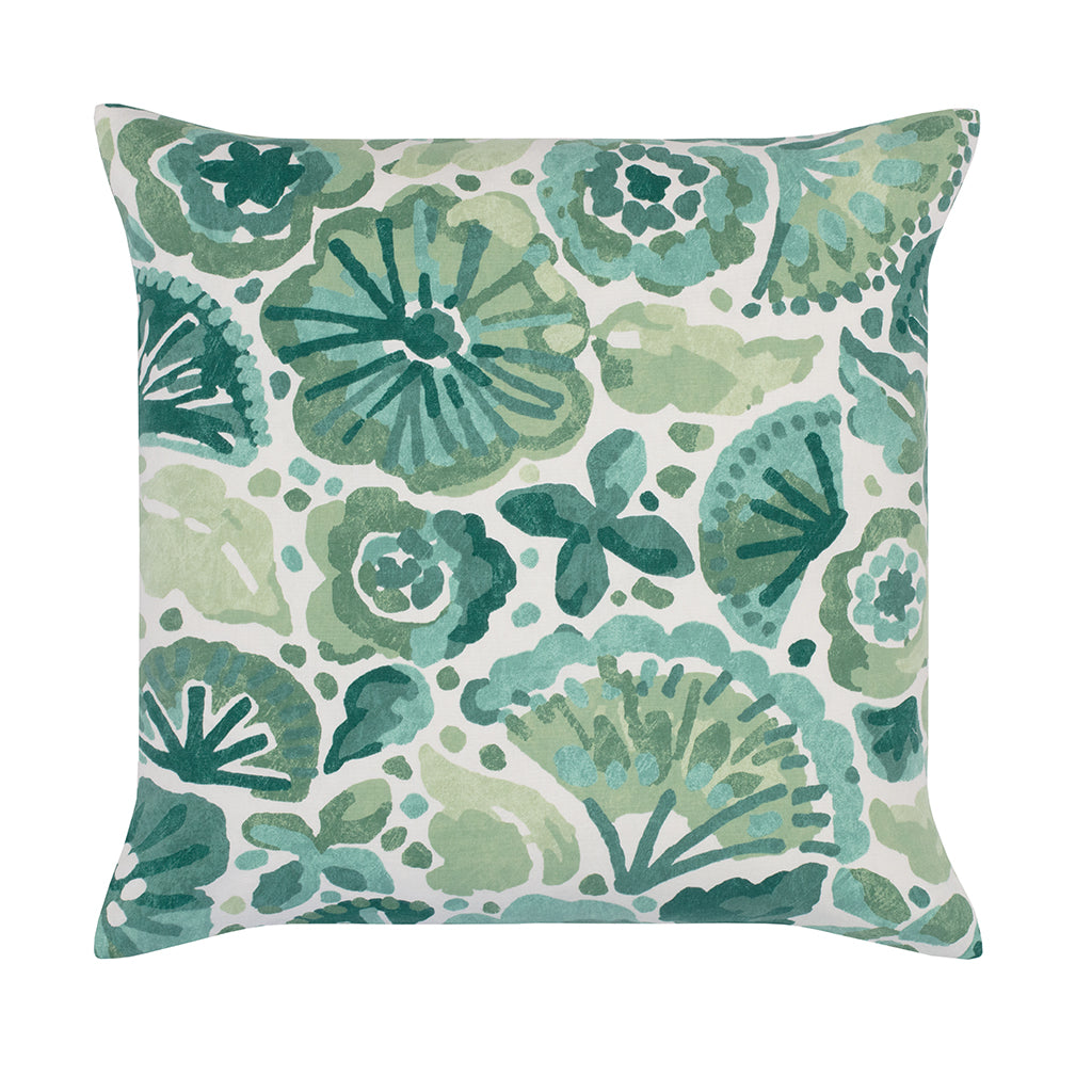 Bedroom inspiration and bedding decor | The Green Watercolor Seascape Square Throw Pillow Duvet Cover | Crane and Canopy
