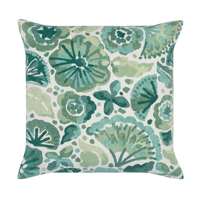 The Green Watercolor Seascape Square Throw Pillow
