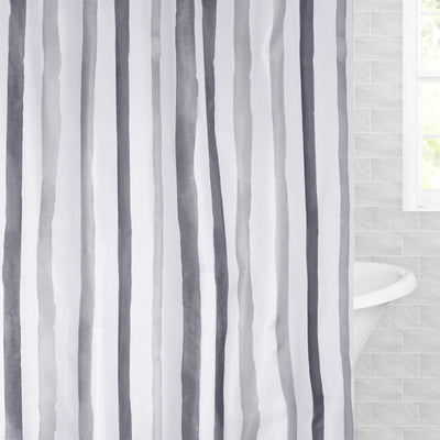 The Grey Watercolor Stripes Shower Curtain