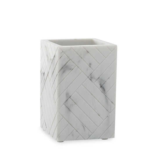The Herringbone Grey Marble Bath Accessories - Tumbler