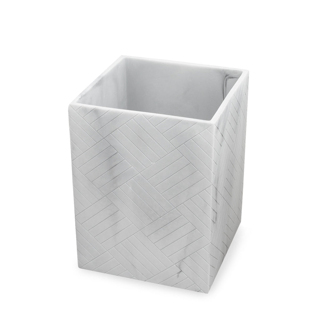 Bedroom inspiration and bedding decor | The Herringbone Grey Marble Bath Accessories - Wastebasket Duvet Cover | Crane and Canopy