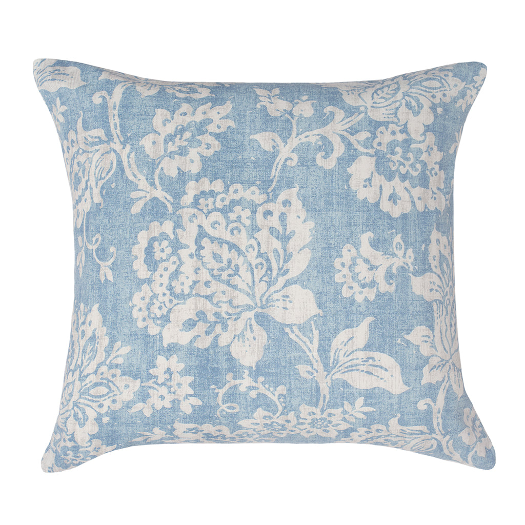 Bedroom inspiration and bedding decor | The Light Blue Blossom Square Throw Pillow Duvet Cover | Crane and Canopy