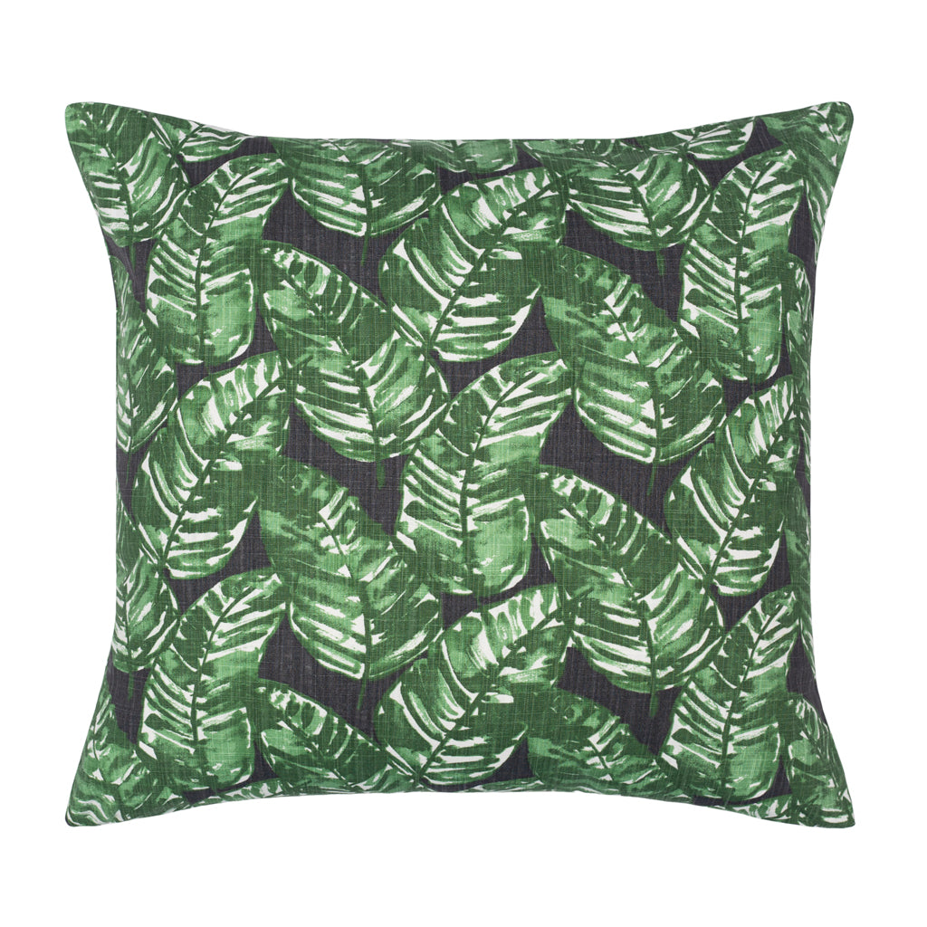 Bedroom inspiration and bedding decor | The Midnight Tropics Palm Leaf Square Throw Pillow Duvet Cover | Crane and Canopy