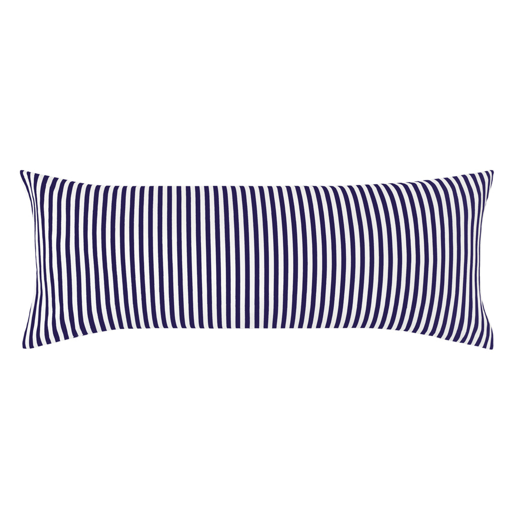 Bedroom inspiration and bedding decor | The Navy Blue Striped Extra Long Lumbar Throw Pillow Duvet Cover | Crane and Canopy