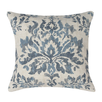 The Navy Damask Square Throw Pillow