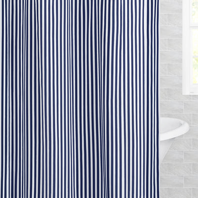 The Navy Blue Lines Shower Curtain