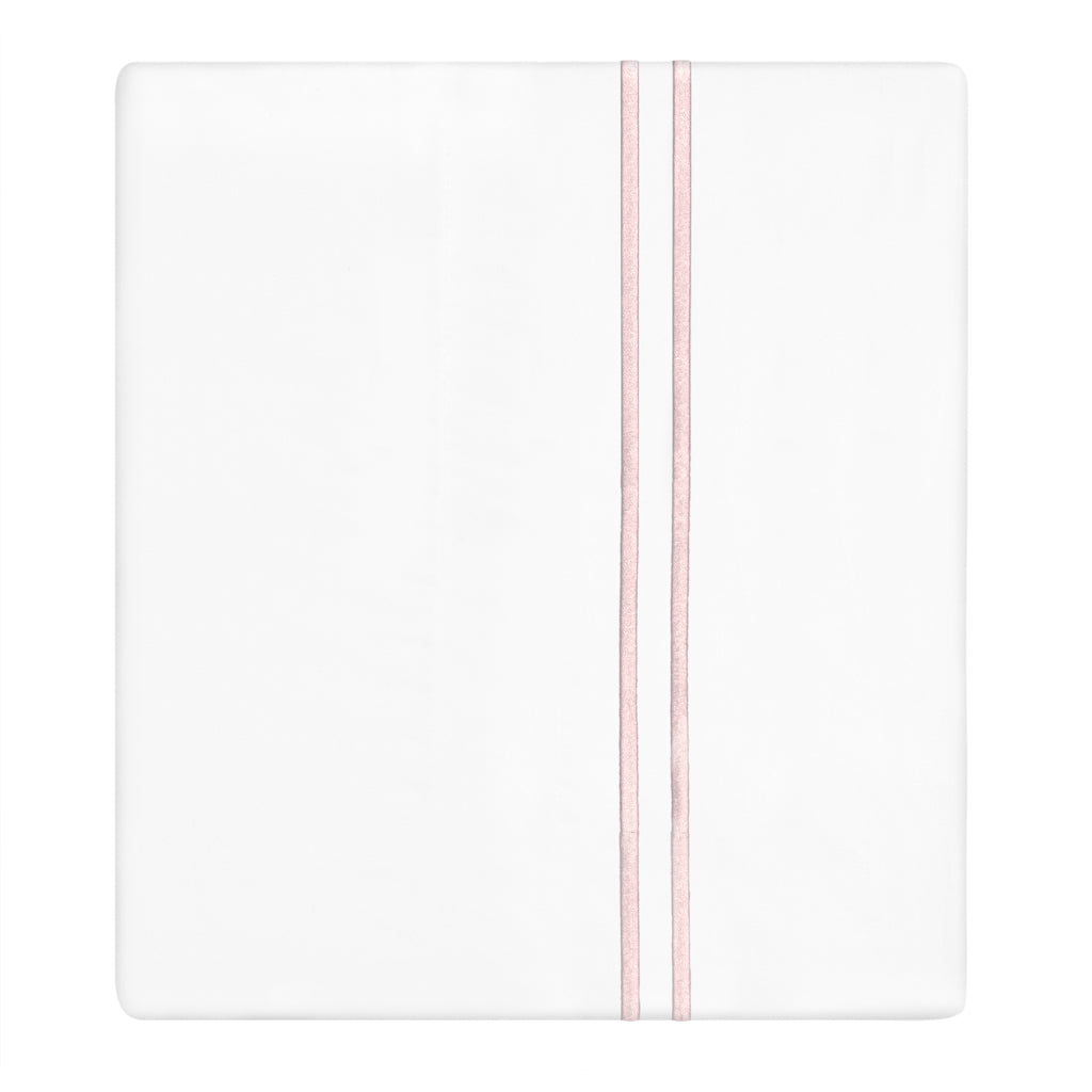 Bedroom inspiration and bedding decor | Pink Lines Embroidered Flat Sheets | Crane and Canopy