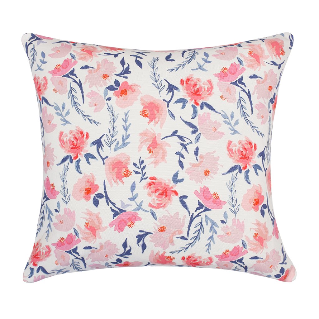 Bedroom inspiration and bedding decor | The Pink and Blue Botanical Square Throw Pillow Duvet Cover | Crane and Canopy