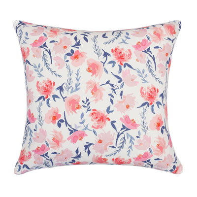 The Pink and Blue Botanical Square Throw Pillow