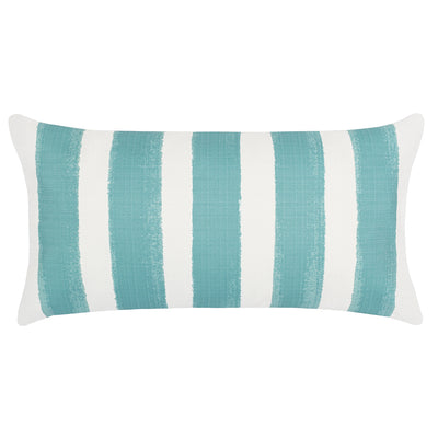 The Teal Beach Watercolor Stripes Throw Pillow