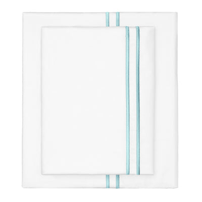 Turquoise Lines Embroidered Sheet Set (Fitted, Flat, & Pillow Cases)
