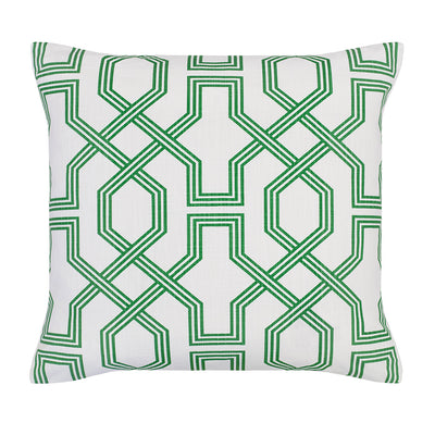 The White and Green Fretwork Square Throw Pillow
