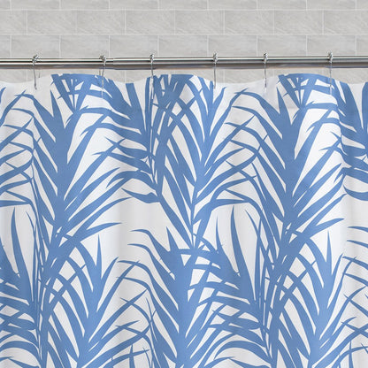 The Blue Palm Leaf Shower Curtain