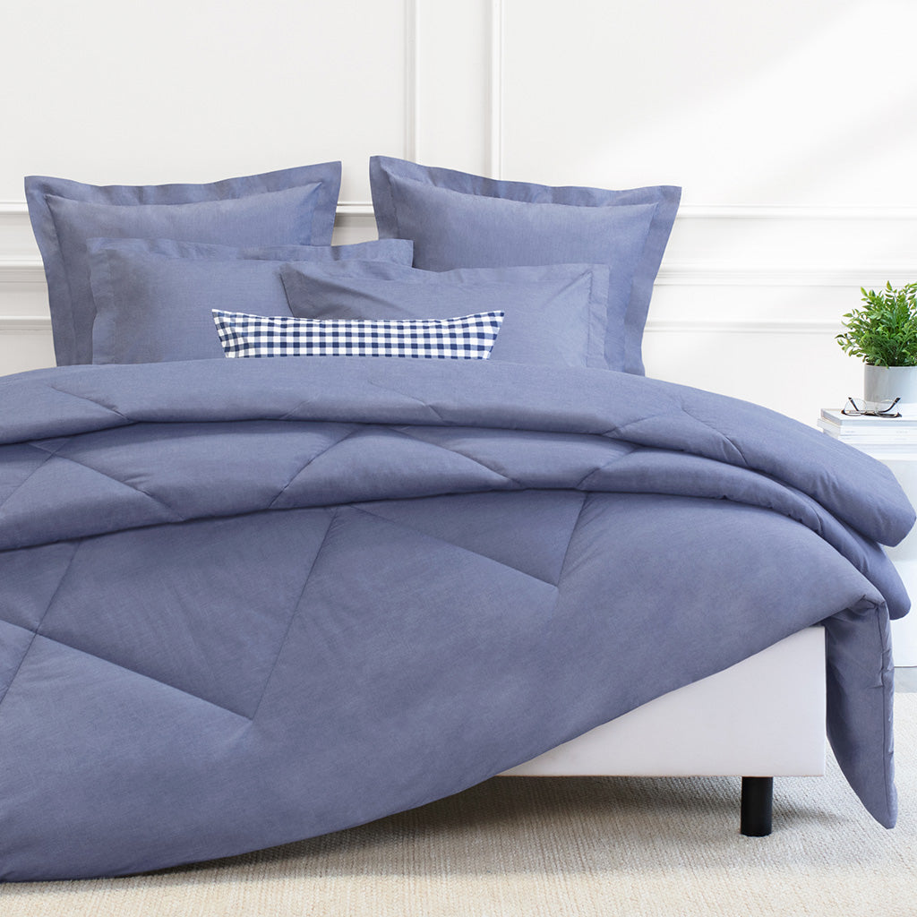 Bedroom inspiration and bedding decor | Rae Blue Chambray Comforter Duvet Cover | Crane and Canopy