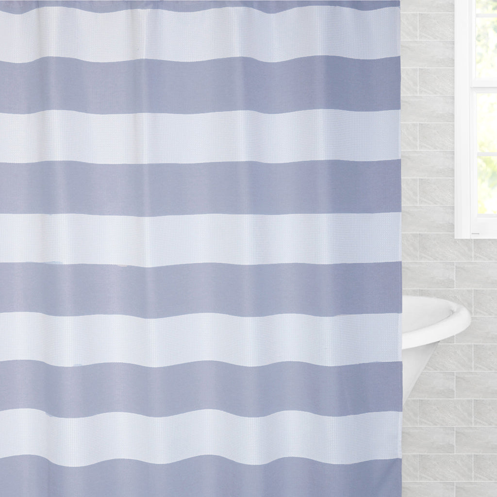 Bedroom inspiration and bedding decor | The Indigo Sail Striped Shower Curtain Duvet Cover | Crane and Canopy
