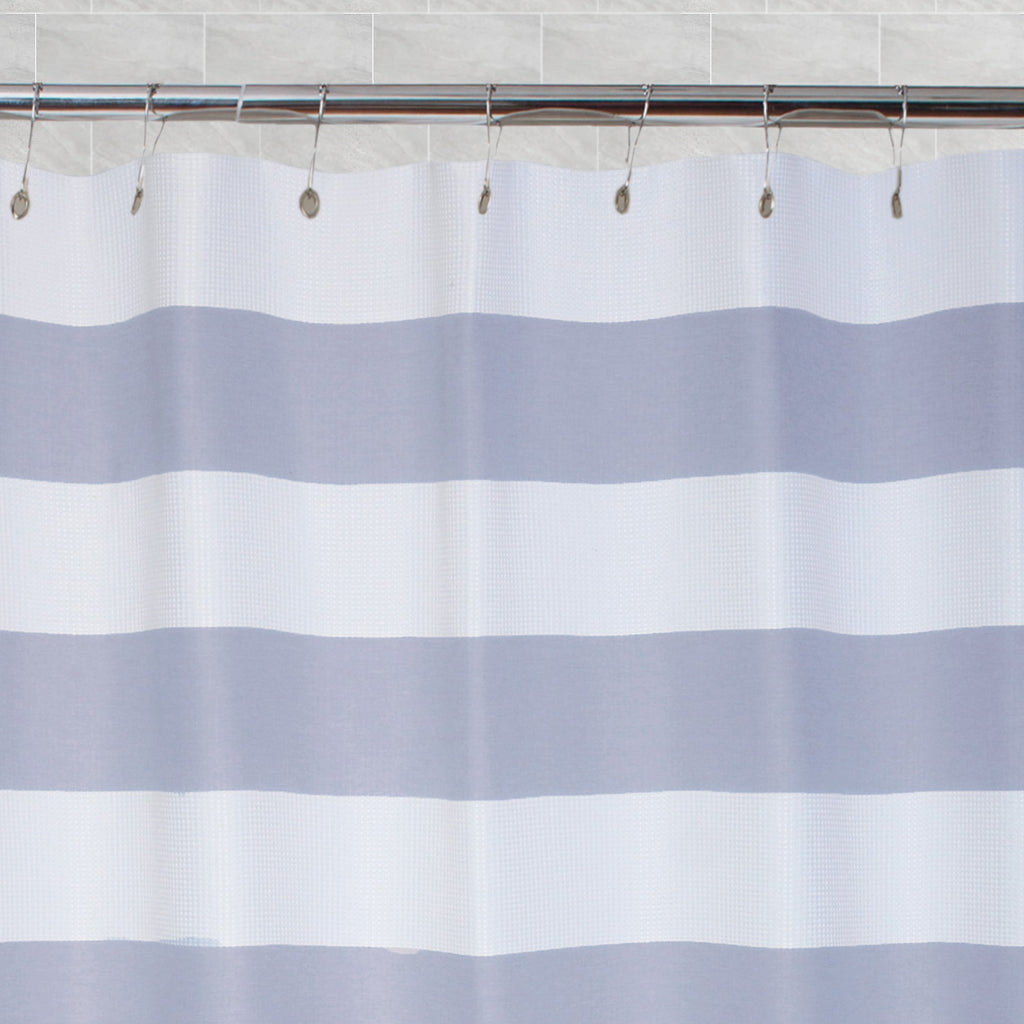 The Indigo Sail Striped Shower Curtain