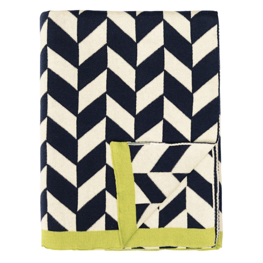 The Navy Herringbone Throw Crane & Canopy