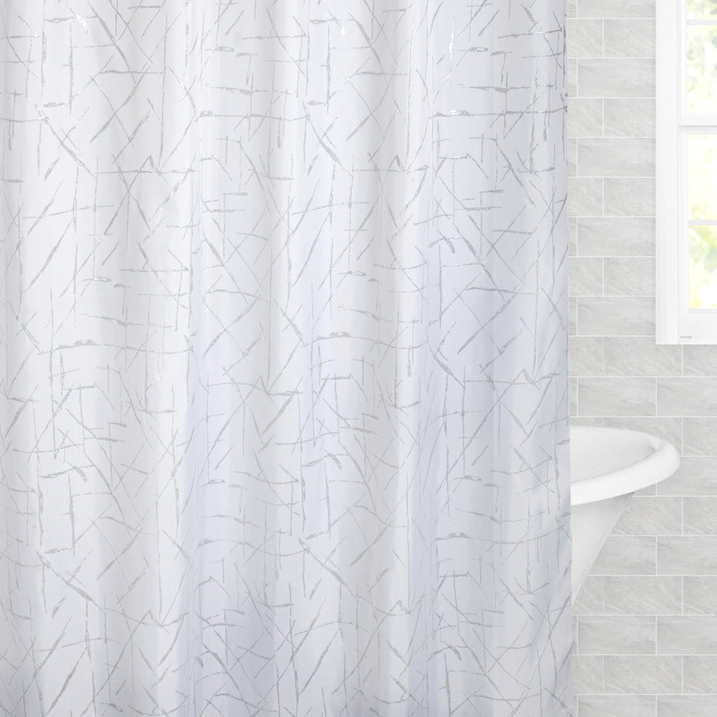 Bedroom inspiration and bedding decor | The Silver Scribbles Shower Curtain Duvet Cover | Crane and Canopy