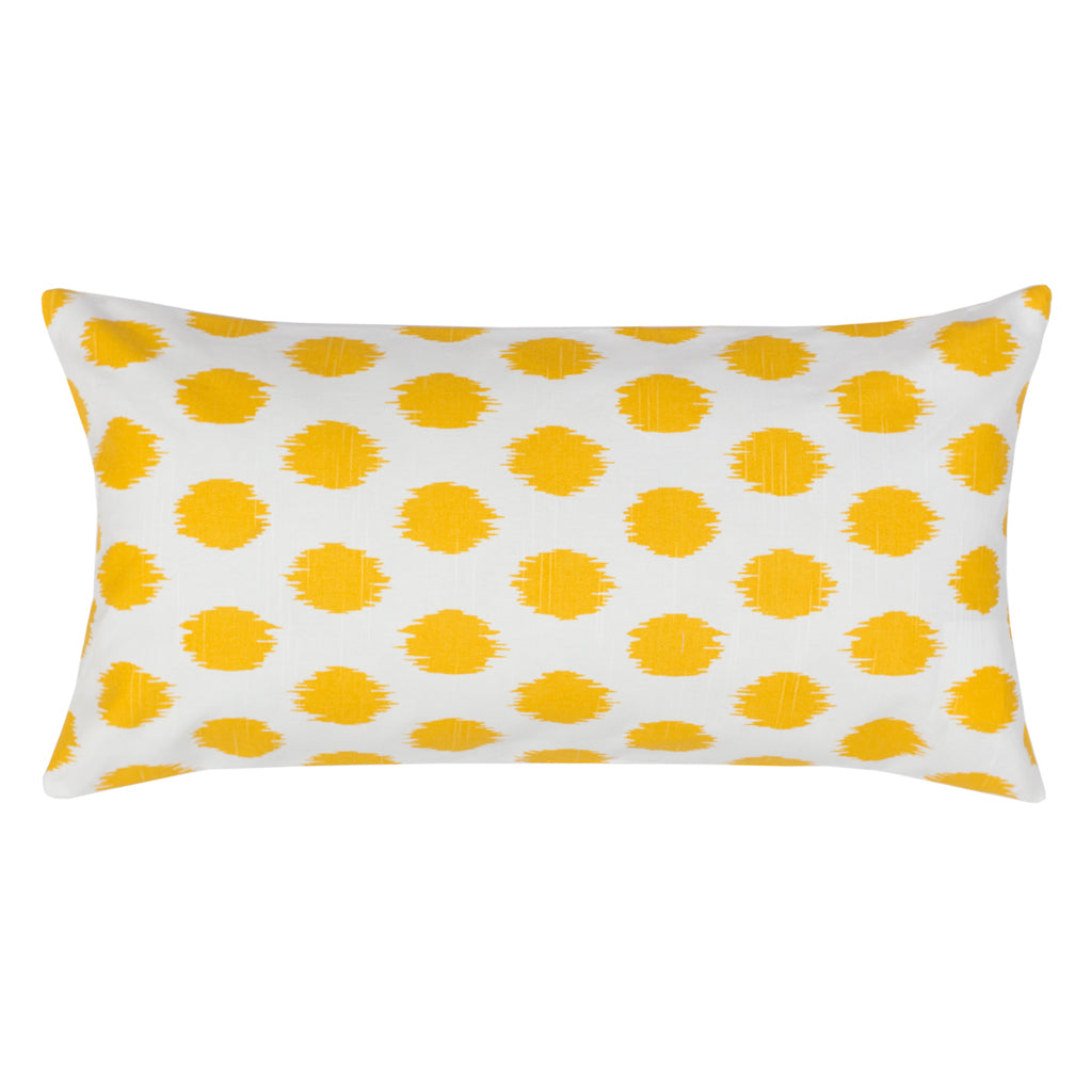 Bedroom inspiration and bedding decor | The Yellow Ikat Dot Throw Pillows | Crane and Canopy