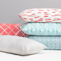 Teal and White Palm Throw Pillow