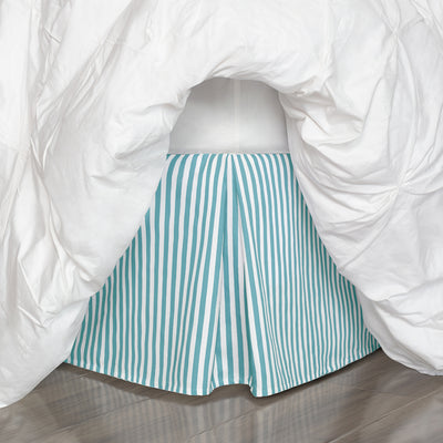 The Turquoise Striped Pleated Bed Skirt