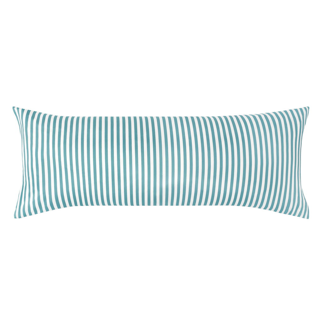 Bedroom inspiration and bedding decor | The Turquoise Striped Extra Long Throw Pillow Duvet Cover | Crane and Canopy