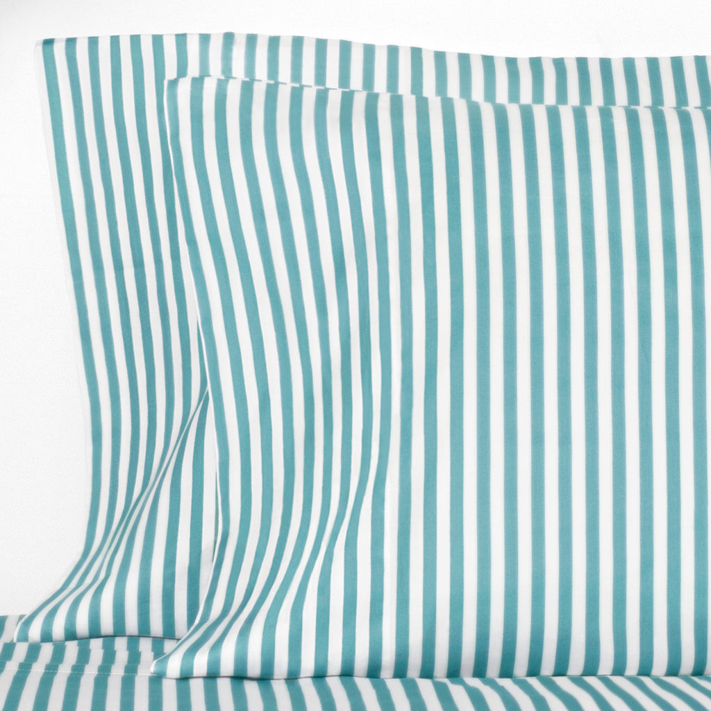 Bedroom inspiration and bedding decor | Turquoise Striped Pillowcase Pair Duvet Cover | Crane and Canopy