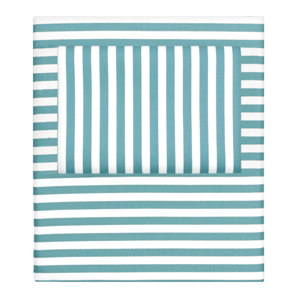 Bedroom inspiration and bedding decor | Turquoise Striped Sheet Set (Fitted, Flat, & Pillow Cases)s | Crane and Canopy
