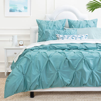 Valencia Turquoise Pintuck Duvet Cover