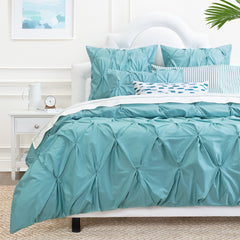 Bedroom inspiration and bedding decor | Valencia Turquoise Pintuck Duvet Cover | Crane and Canopy