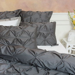 Charcoal Grey Valencia Pintuck Duvet Cover