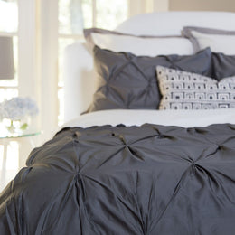 Charcoal Grey Valencia Pintuck Duvet Cover