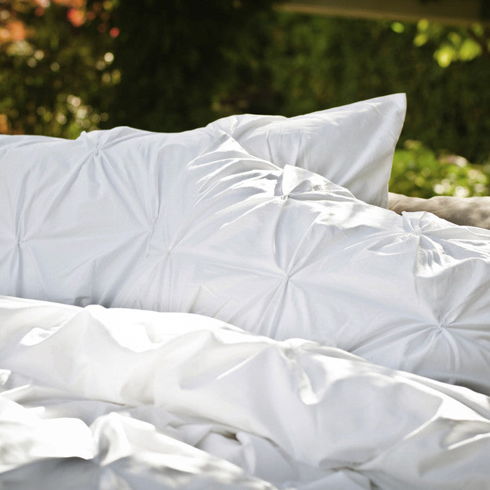 Bedroom inspiration and bedding decor | White Valencia Pintuck Sham Pair Duvet Cover | Crane and Canopy