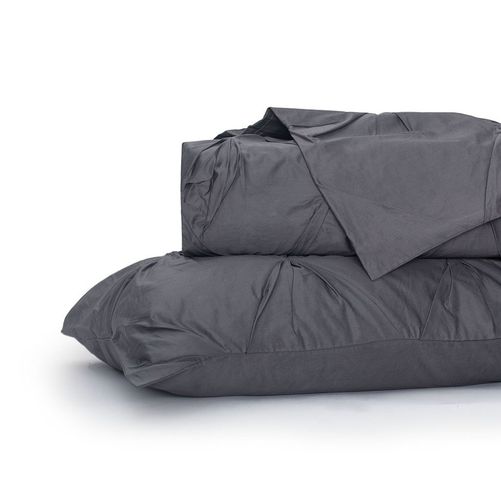 Charcoal Grey Valencia Pintuck Duvet Cover
