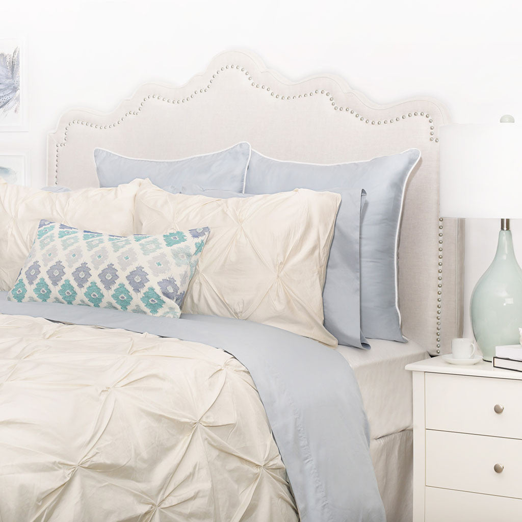 Bedroom inspiration and bedding decor | Cream Valencia Pintuck Duvet Cover Duvet Cover | Crane and Canopy