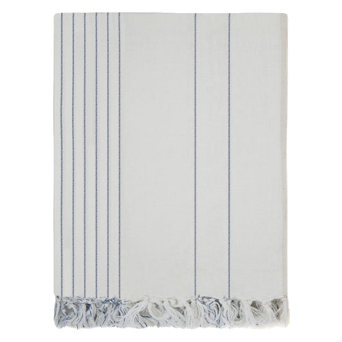 Cream Vertical Stripe Linen Throw