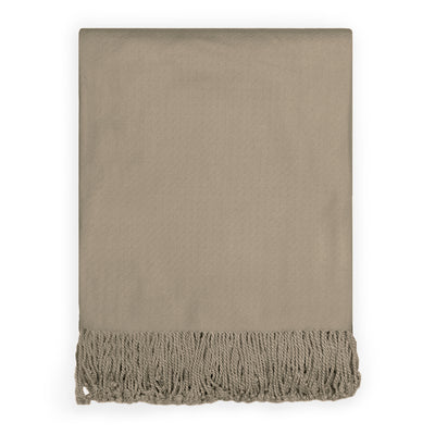 The Warm Taupe Fringed Throw Blanket