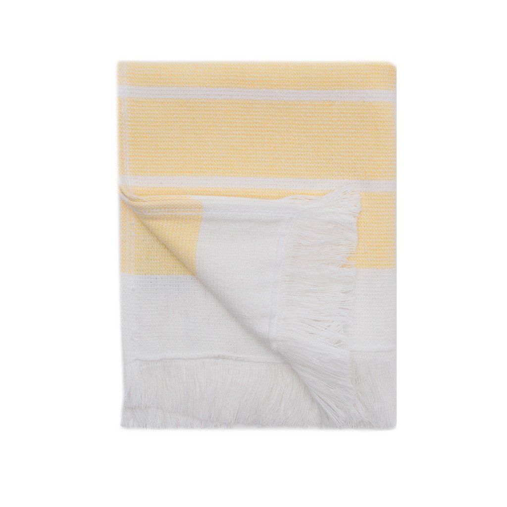Bedroom inspiration and bedding decor | Yellow Stripe Fouta Washcloth Duvet Cover | Crane and Canopy