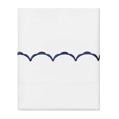 Navy Blue Wavelet Embroidered Pillowcase Pair