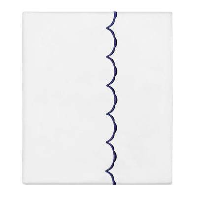 Navy Blue Wavelet Embroidered Sheets | Designer Navy Sheets | Crane ...