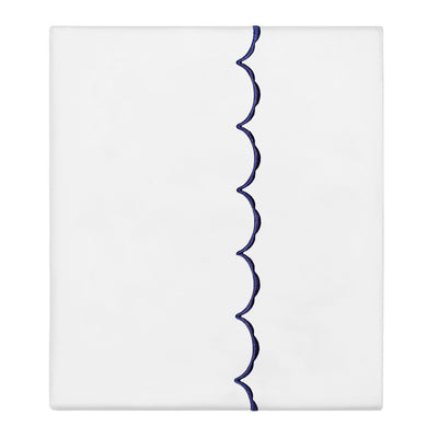 Navy Blue Wavelet Embroidered Flat Sheet