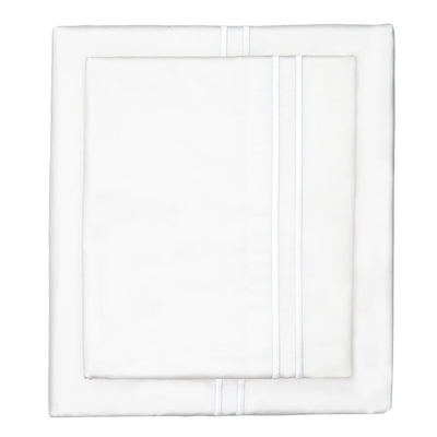 White Lines Embroidered Sheet Set (Fitted, Flat, & Pillow Cases)