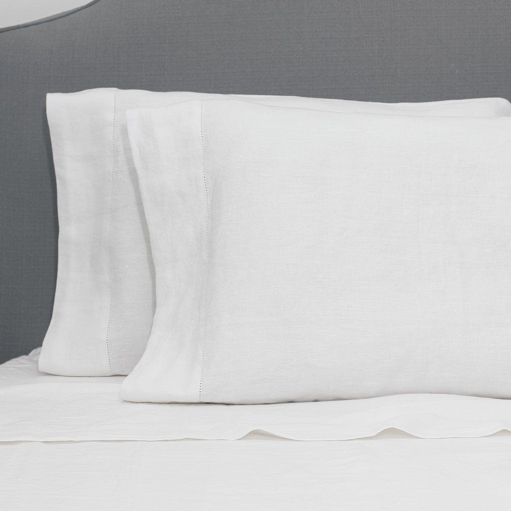 White Belgian Flax Linen Sheet Set (Fitted, Flat, & Pillow Cases)