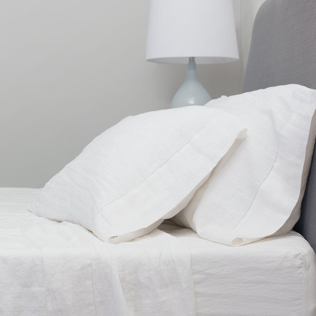 White Belgian Flax Linen Sheet Set (Fitted, Flat, & Pillow Cases)